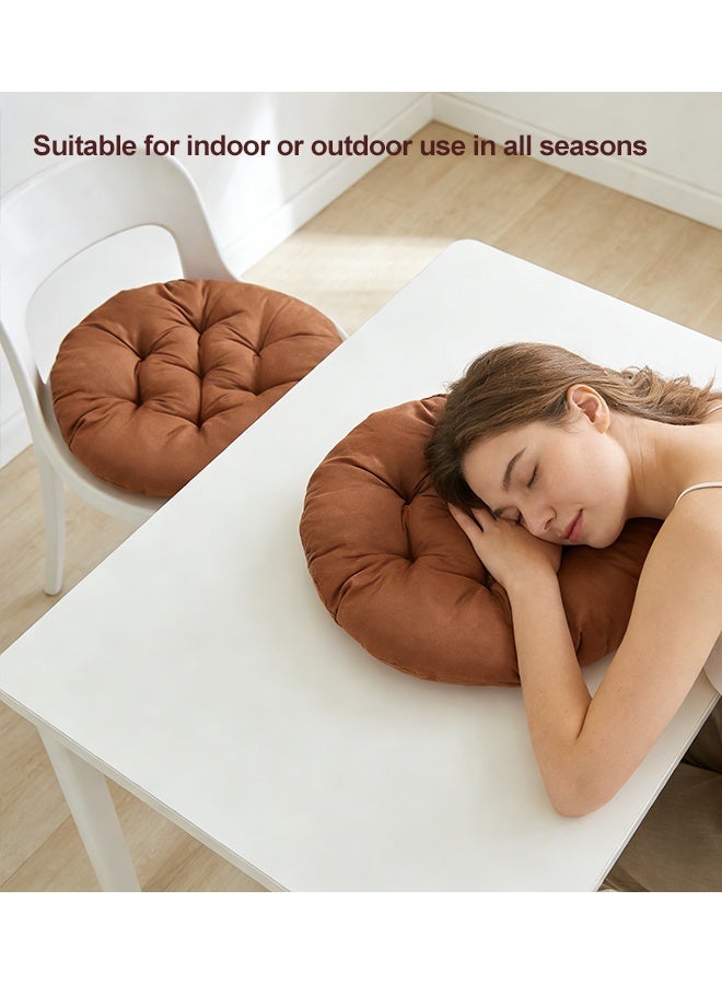 NAYIV Chair Pads Chair Seat Cushion with Ties Thickened Round Sofa Pillows  Meditation Floor Pillows for Adults Kids Washable Padded Chair Seat Pads Large Classroom Furniture Sitting Cushion Chair Seat Pads for Yoga Living Room Office 40*40*6cm Beige - Image 4